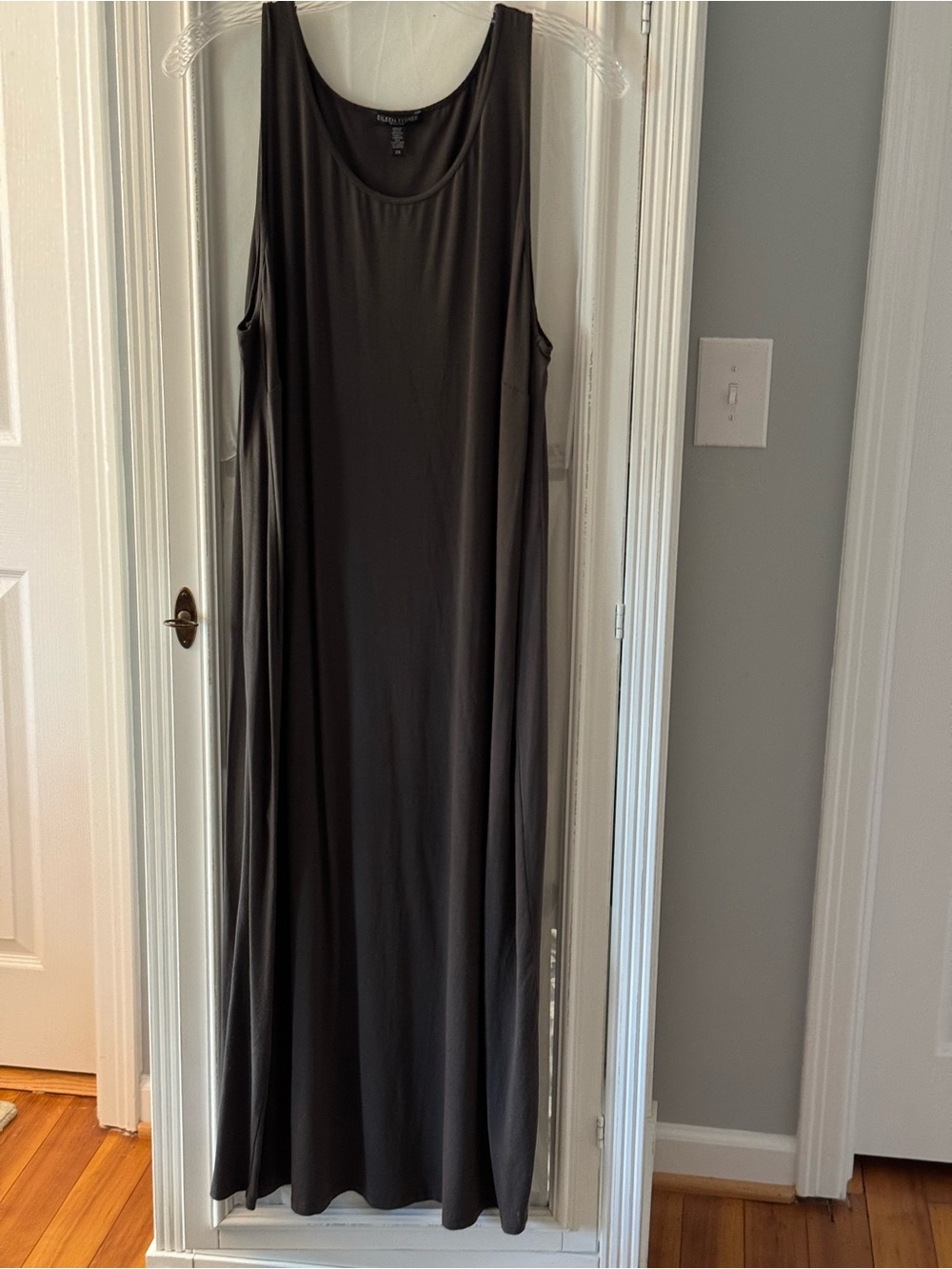 Eileen Fisher Dark Charcoal Viscose Spandex Sleeveless Maxi Tank Dress Size 2X